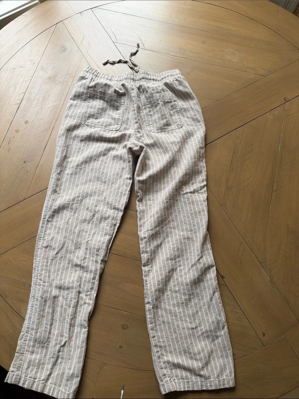 Women's Straight-Leg Linen Blend Stripe Pants - Beige